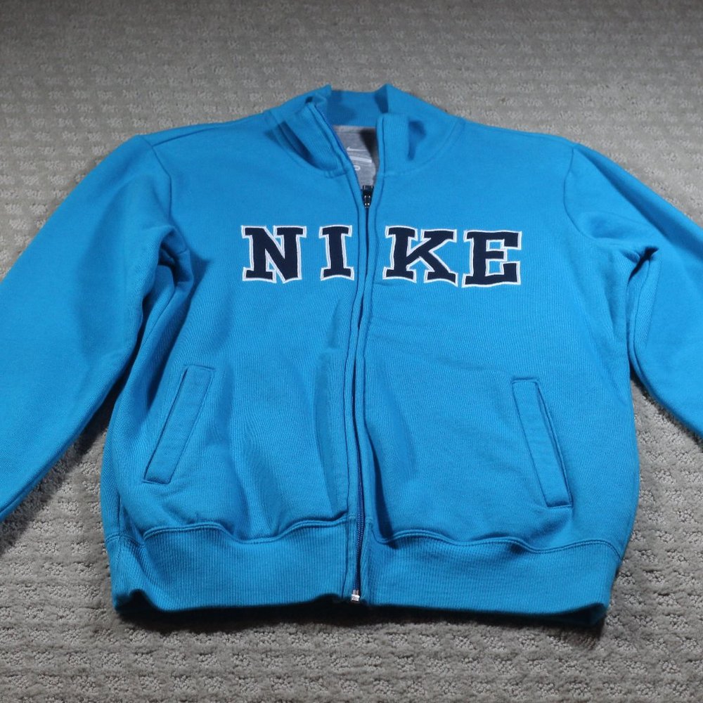 Nike Size M Blue Black "NIKE" Zipper Jacket - LIKE NEW